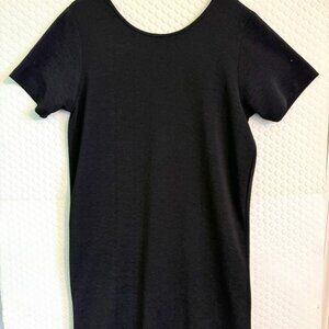 Vintage Nicole Summers Black Crepe Short Sleeve Dress - Stretch - Size L EUC